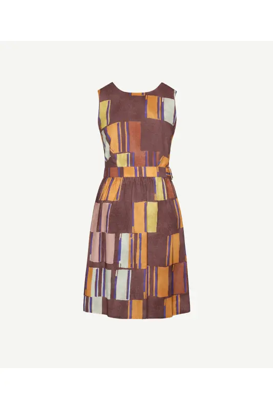 Sleeveless Bicycle Neck Back Window Detailed Belted Dress - 4