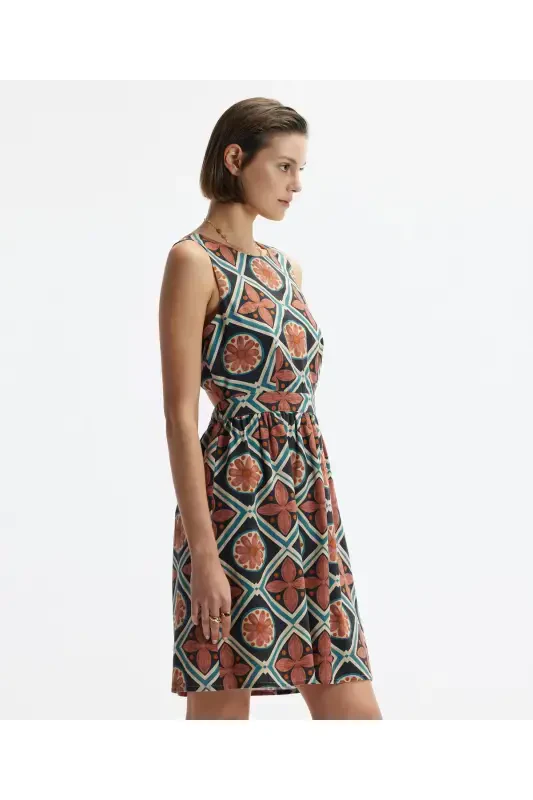 Sleeveless Bike Neck Backless Short Dress - 2