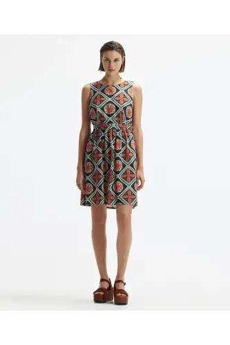 Sleeveless Bike Neck Backless Short Dress 