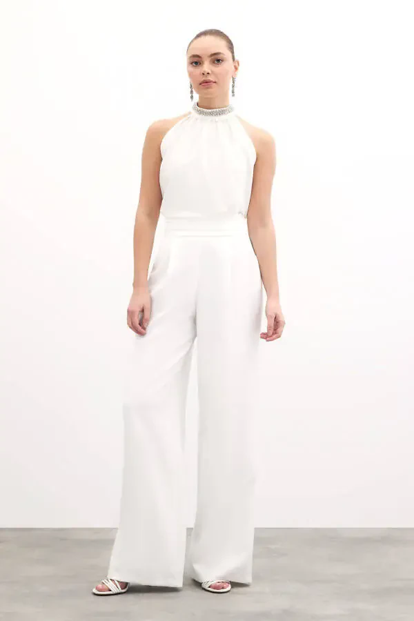 Sleeveless Blouse with Collar Accessory - ECRU - 3