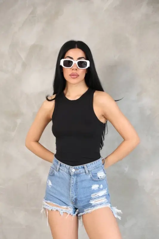 Sleeveless Bodysuit Blouse - Black - 1