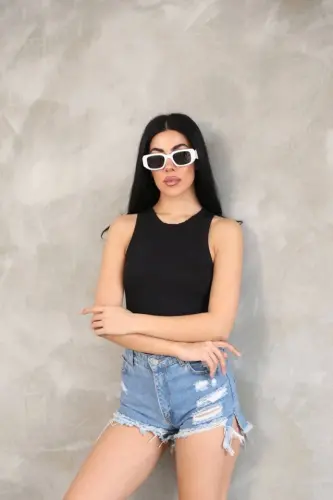 Sleeveless Bodysuit Blouse - Black - 3