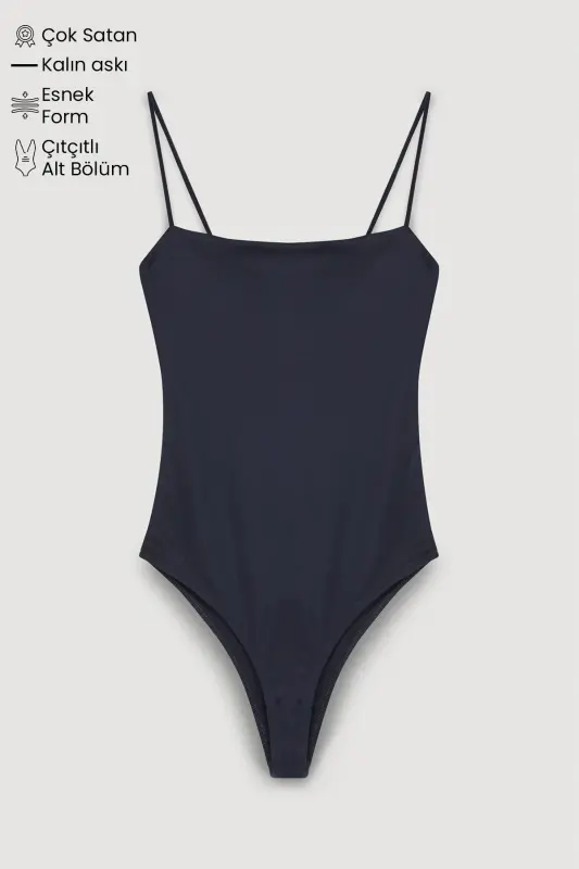 Sleeveless Bodysuit Navy-Navy - QUZU