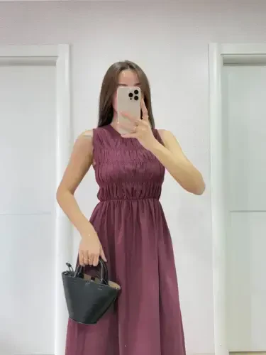Sleeveless Bustier Maxi Dress - Burgundy - BÜYÜKBEDENIZ (1)