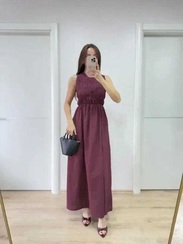 Sleeveless Bustier Maxi Dress - Burgundy - 4