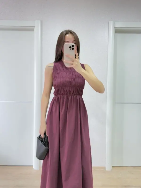 Sleeveless Bustier Maxi Dress - Burgundy - 1
