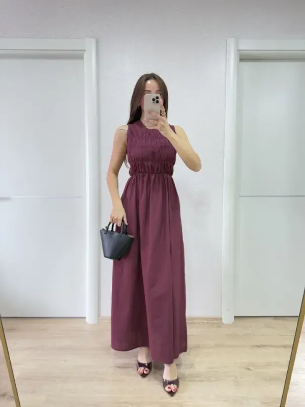 Sleeveless Bustier Maxi Dress - Burgundy - 4