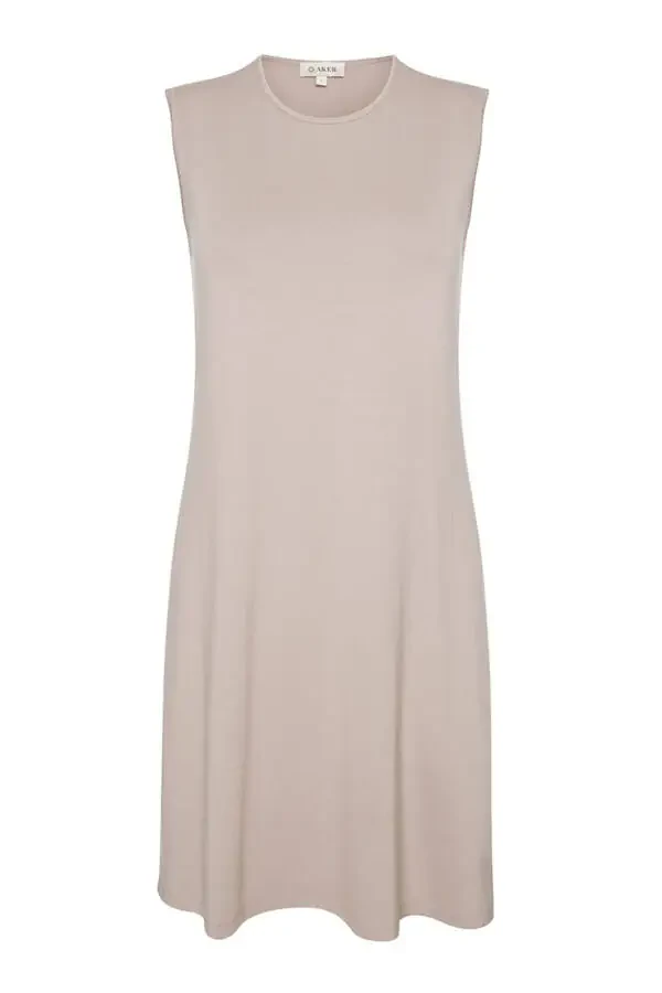 Sleeveless Crew Neck Tunic-Beige - 1