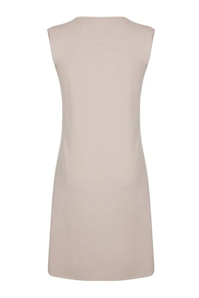 Sleeveless Crew Neck Tunic-Beige - 3