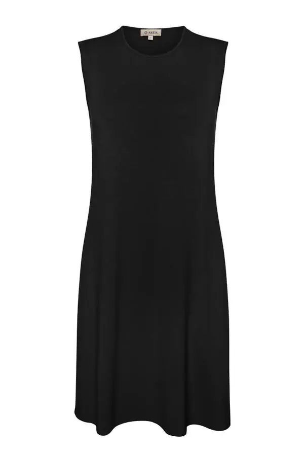 Sleeveless Crew Neck Tunic-Black - 1