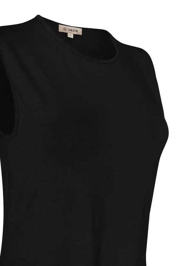 Sleeveless Crew Neck Tunic-Black - 2
