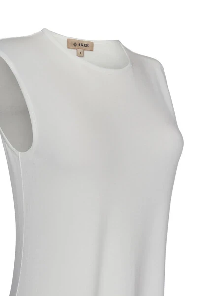 Sleeveless Crew Neck Tunic-White - AKER (1)