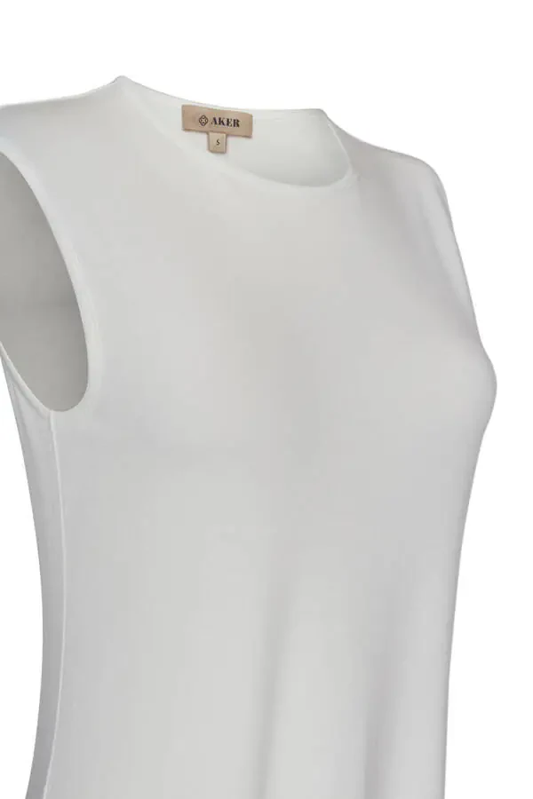 Sleeveless Crew Neck Tunic-White - 2
