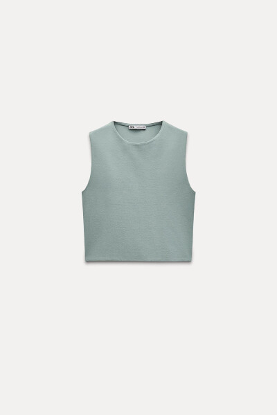 Sleeveless Crop Top - Sea Green - 19