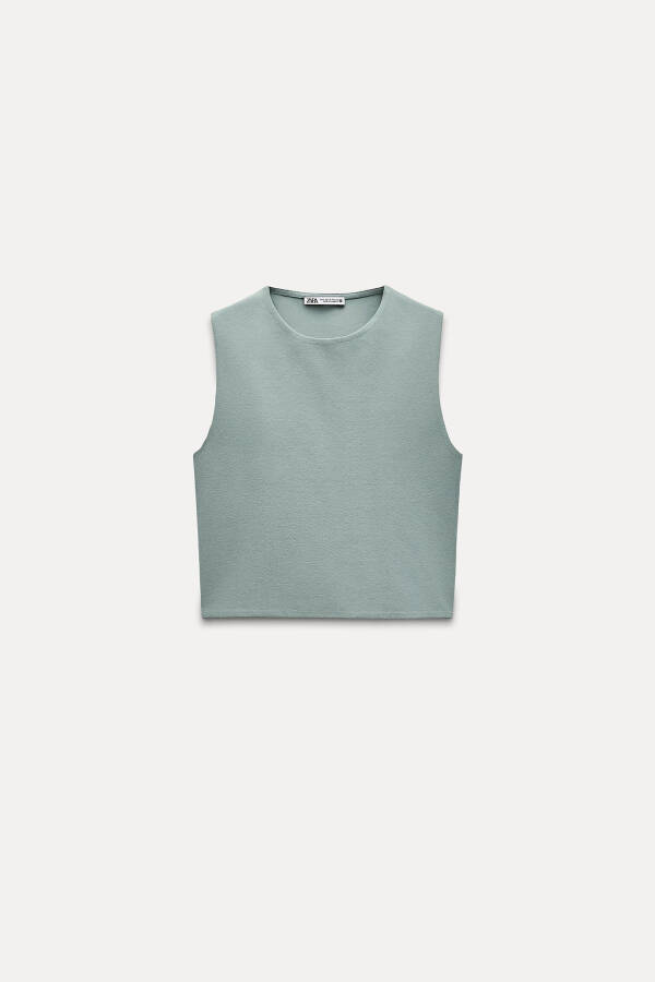 Sleeveless Crop Top - Sea Green - 19