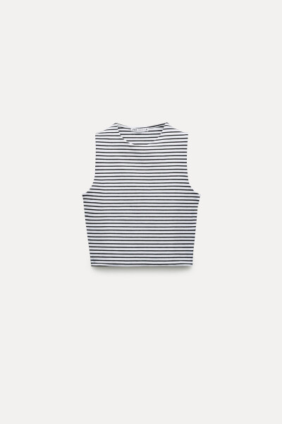 Sleeveless Crop Top - Striped - 16