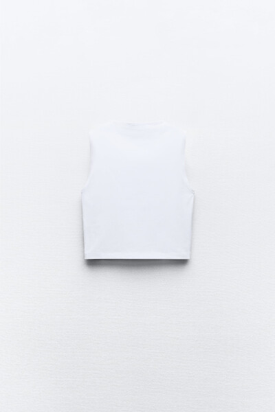 Sleeveless Crop Top-White - 14