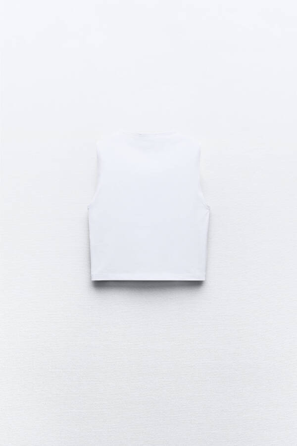 Sleeveless Crop Top-White - 14