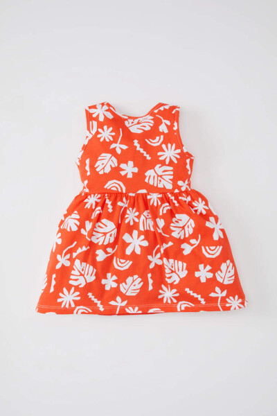 Sleeveless Dress with Baby Girl Design Coral - 4