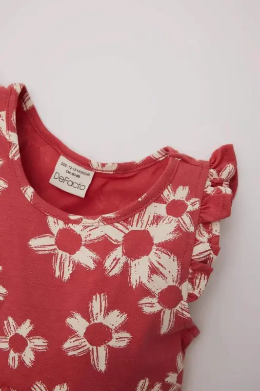 Sleeveless Dress with Baby Girl Design, Terracotta - DEFACTO