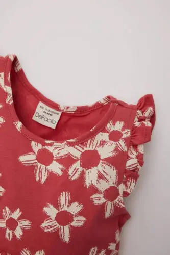 Sleeveless Dress with Baby Girl Design, Terracotta - 1