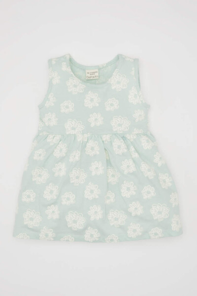 Sleeveless Dress with Baby Girl Pattern Mint - 8