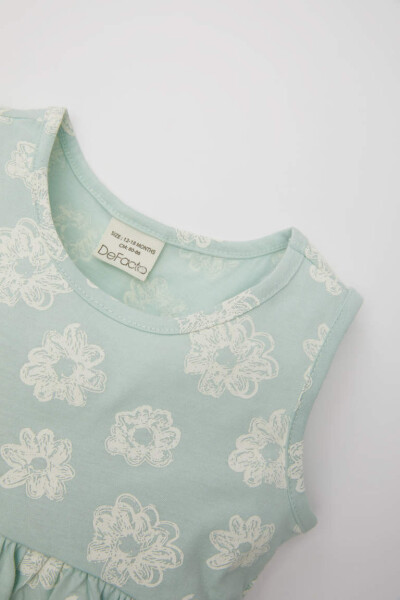 Sleeveless Dress with Baby Girl Pattern Mint - 9