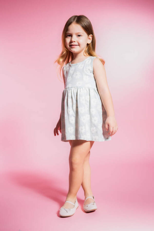 Sleeveless Dress with Baby Girl Pattern Mint - 1