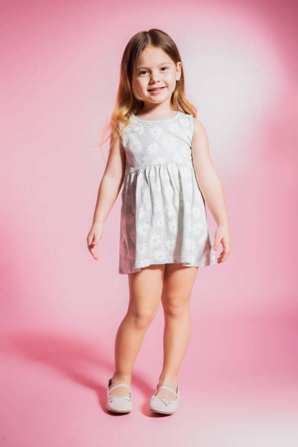 Sleeveless Dress with Baby Girl Pattern Mint - 2