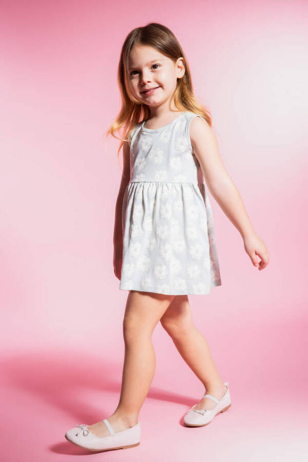 Sleeveless Dress with Baby Girl Pattern Mint - 3