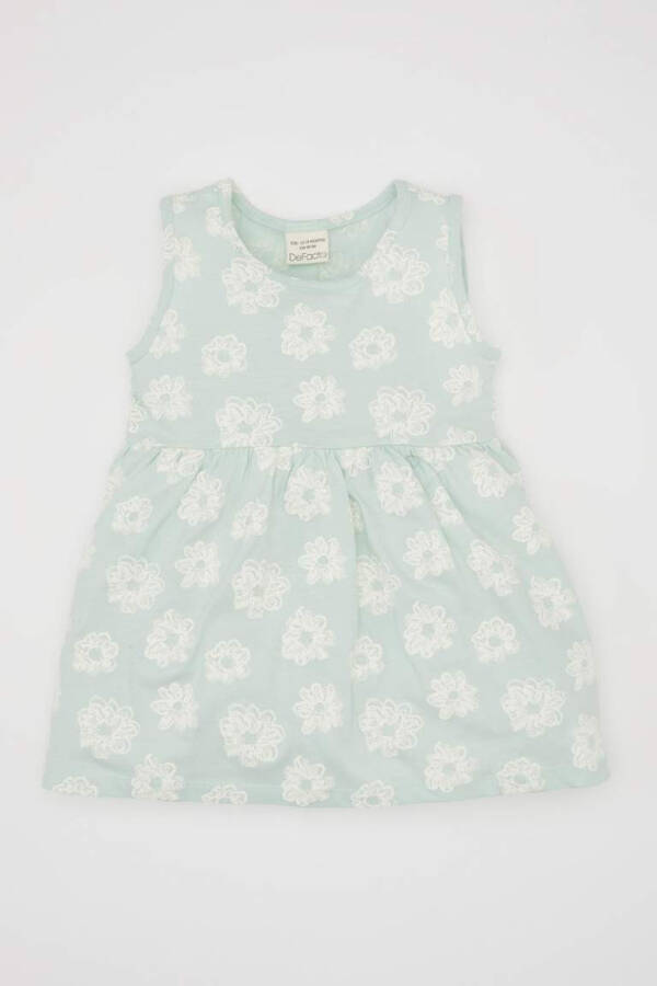 Sleeveless Dress with Baby Girl Pattern Mint - 4