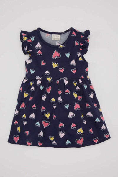 Sleeveless Dress with Baby Girl Pattern Navy - 1