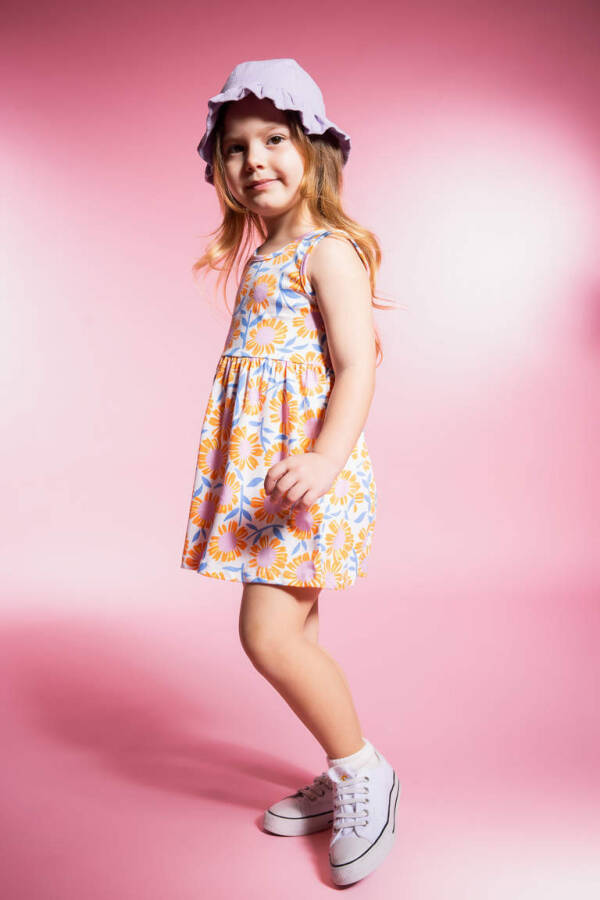 Sleeveless Dress with Baby Girl Pattern Sand - 2