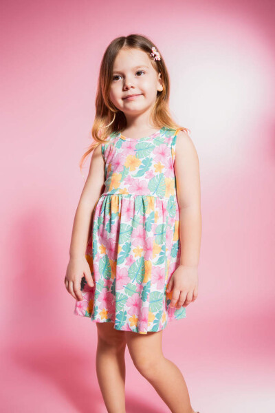 Sleeveless Dress with Girl Baby Pattern Ecru - 2