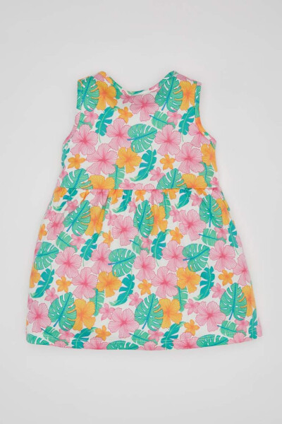 Sleeveless Dress with Girl Baby Pattern Ecru - 7