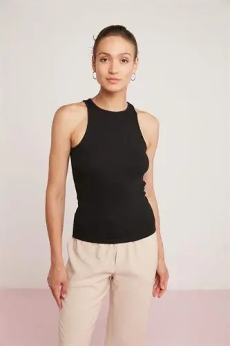 Sleeveless Halter Neck Women's T-Shirt - 2 Pack Black - 5