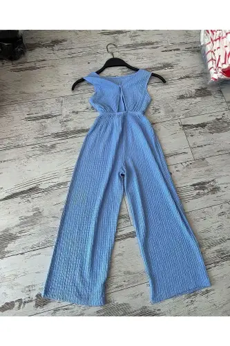 Sleeveless Jumpsuit for Girls with Window Detail on the Back - 4