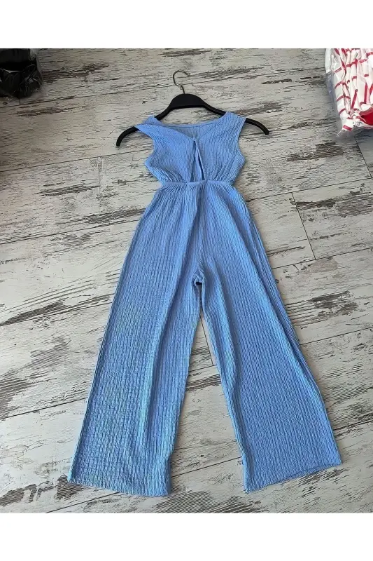 Sleeveless Jumpsuit for Girls with Window Detail on the Back - 4