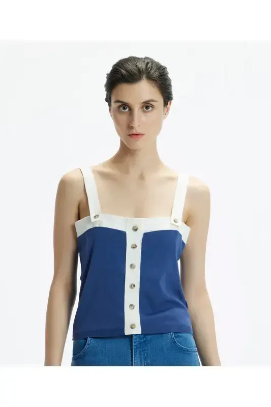 Sleeveless Knit Blouse - INDIGO - YARGICI