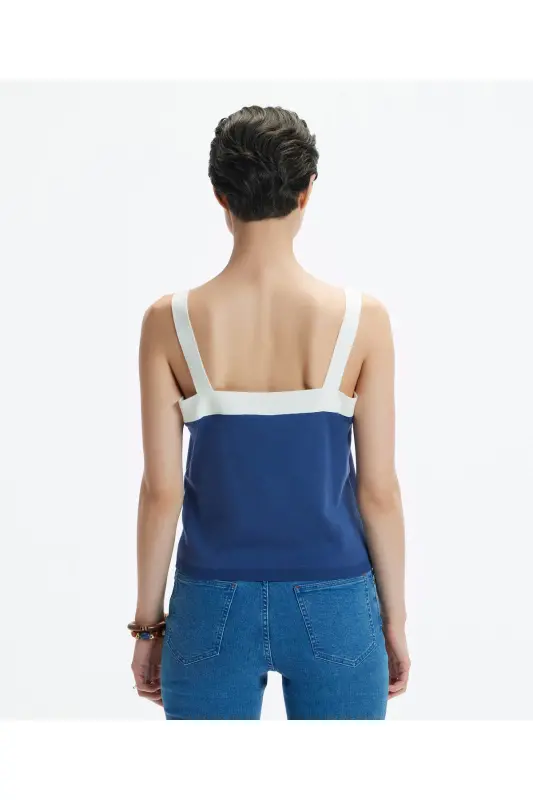 Sleeveless Knit Blouse - INDIGO - 3
