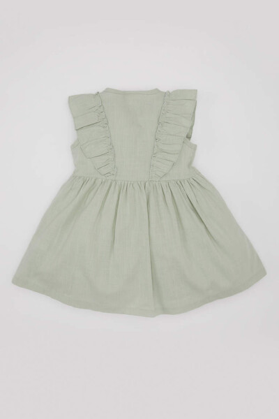 Sleeveless Linen Look Dress for Baby Girls Mint - 11