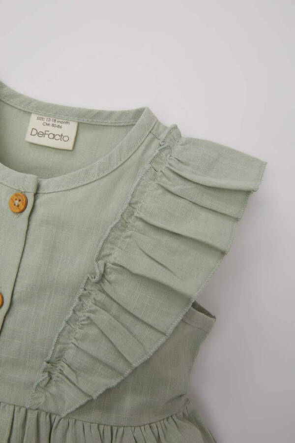 Sleeveless Linen Look Dress for Baby Girls Mint - 5