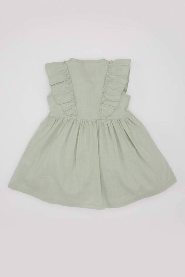 Sleeveless Linen Look Dress for Baby Girls Mint - 7