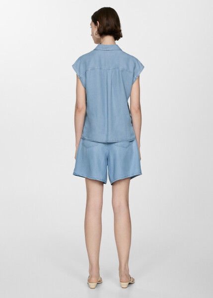 Sleeveless lyocell shirt - Light Blue - 4