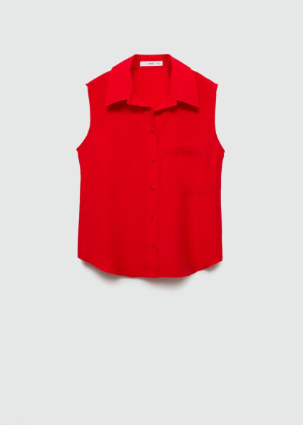 Sleeveless lyocell shirt - Red - 3