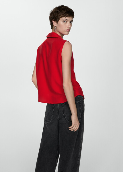 Sleeveless lyocell shirt - Red - 4