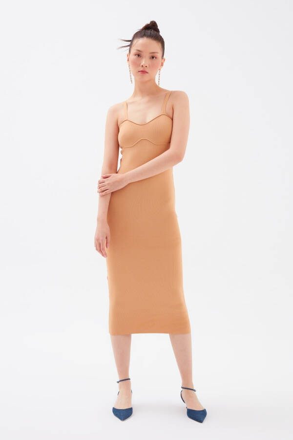 Sleeveless Midi Knit Dress Camel - 6