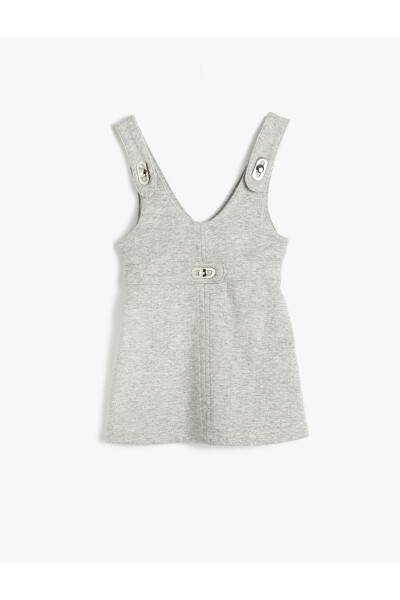 Sleeveless mini jumpsuit with metal button details. - 4