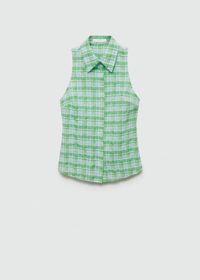 Sleeveless plaid green shirt - 1