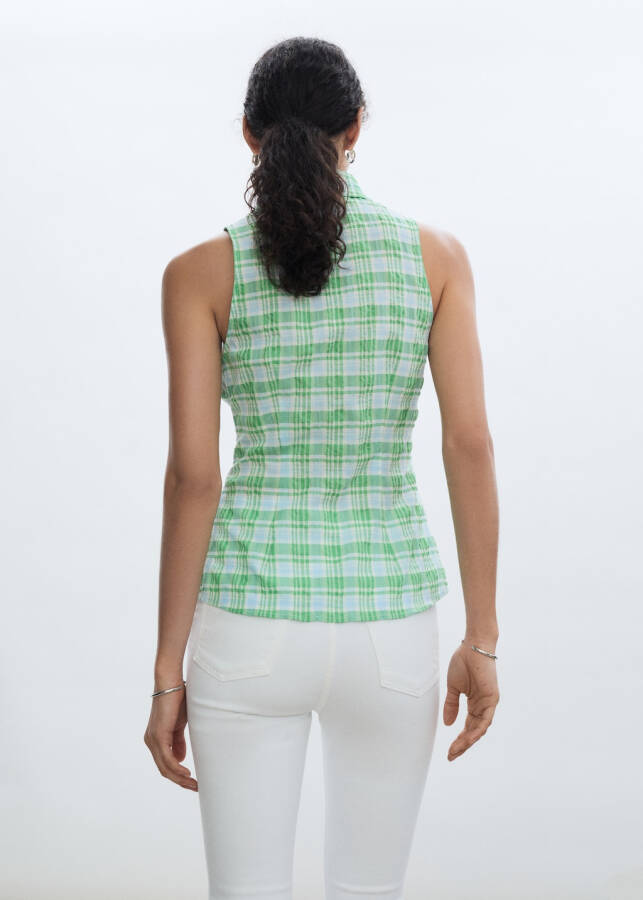 Sleeveless plaid green shirt - 3